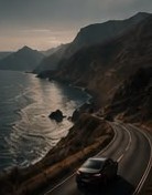 Route côtière au crépuscule